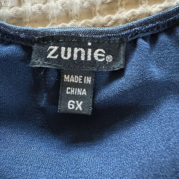 Girls Zunie Navy Blue Tulle Dress with Embroidered Accents - Picture 4 of 5